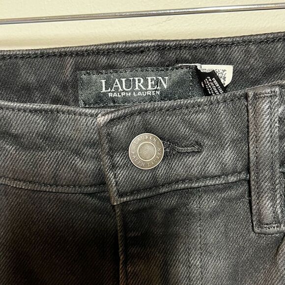 Ralph Lauren Black Label Wax Coated High Rise Black Jeans Sz 6 - Picture 9 of 9